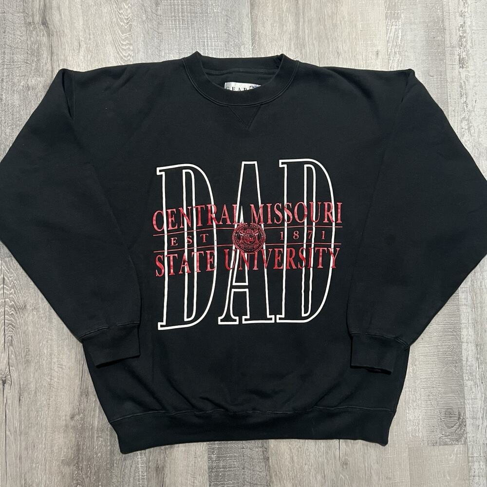 VTG Central Missouri State University DAD 90s Black College Sweatshirt Size L